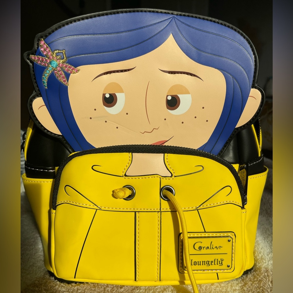 NEW!Coraline: Raincoat Cosplay Loungefly Mini Backpack